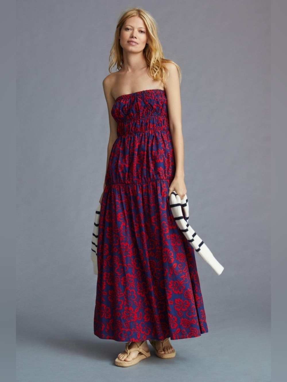 Anthropologie Sundry Aloha Floral Strapless Maxi Dress size 1, small